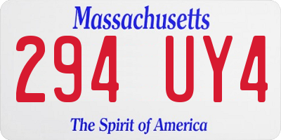MA license plate 294UY4