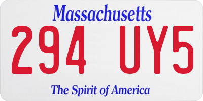 MA license plate 294UY5