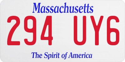 MA license plate 294UY6