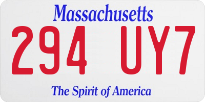 MA license plate 294UY7