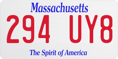 MA license plate 294UY8