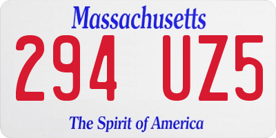 MA license plate 294UZ5