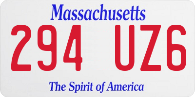 MA license plate 294UZ6
