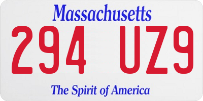 MA license plate 294UZ9