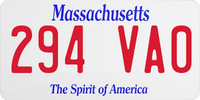 MA license plate 294VA0