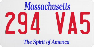 MA license plate 294VA5