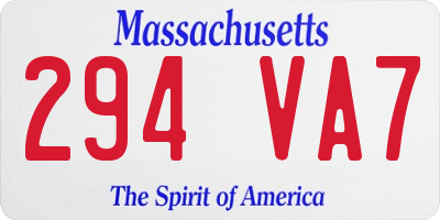 MA license plate 294VA7