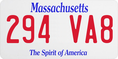 MA license plate 294VA8