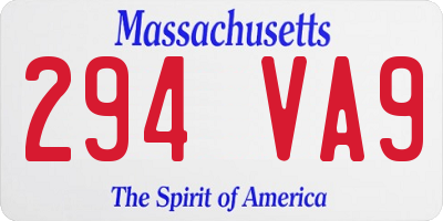 MA license plate 294VA9