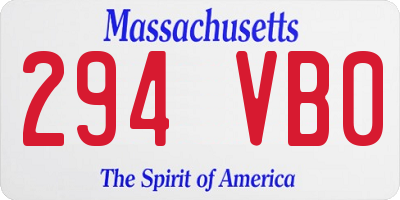 MA license plate 294VB0