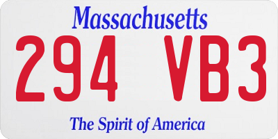 MA license plate 294VB3