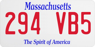 MA license plate 294VB5