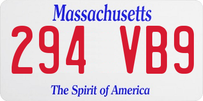 MA license plate 294VB9
