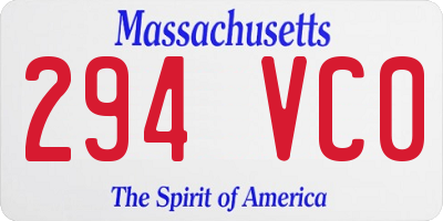 MA license plate 294VC0