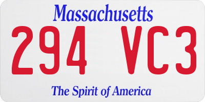 MA license plate 294VC3