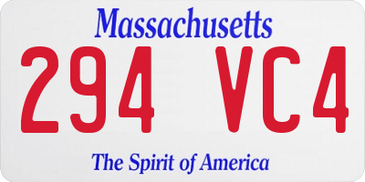 MA license plate 294VC4