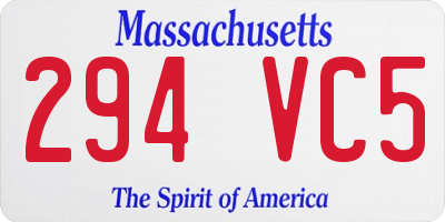 MA license plate 294VC5