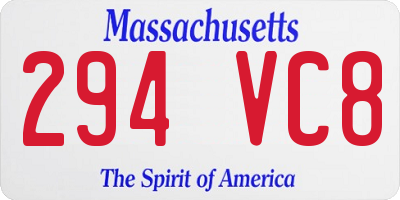 MA license plate 294VC8