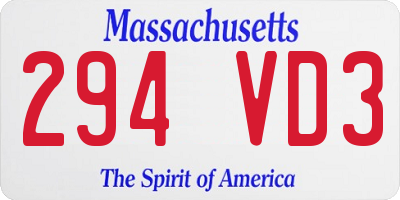 MA license plate 294VD3