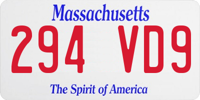 MA license plate 294VD9