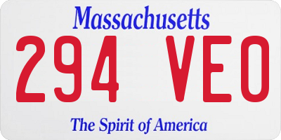 MA license plate 294VE0