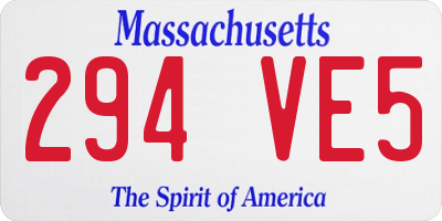 MA license plate 294VE5
