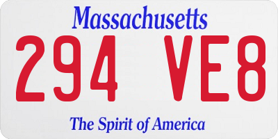 MA license plate 294VE8