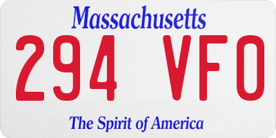 MA license plate 294VF0