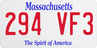 MA license plate 294VF3