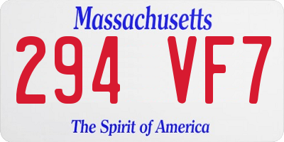 MA license plate 294VF7