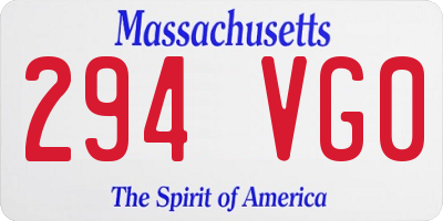 MA license plate 294VG0
