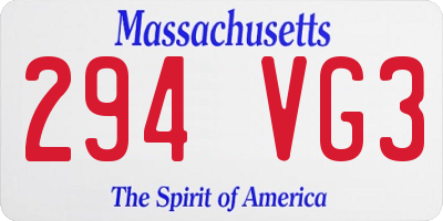 MA license plate 294VG3