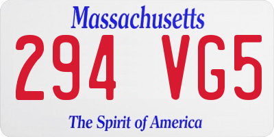 MA license plate 294VG5