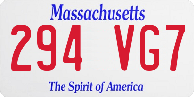 MA license plate 294VG7