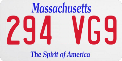 MA license plate 294VG9