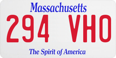 MA license plate 294VH0