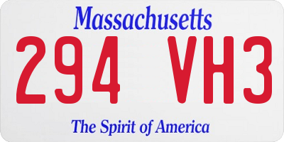 MA license plate 294VH3