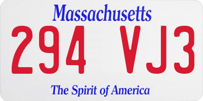 MA license plate 294VJ3