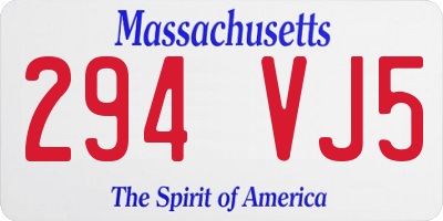 MA license plate 294VJ5