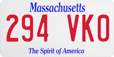 MA license plate 294VK0