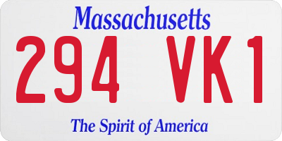 MA license plate 294VK1