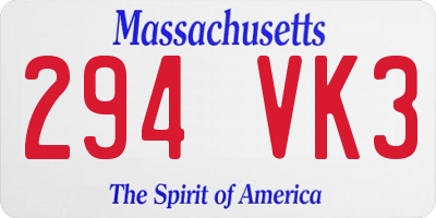 MA license plate 294VK3
