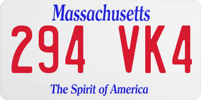 MA license plate 294VK4