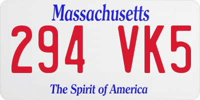 MA license plate 294VK5