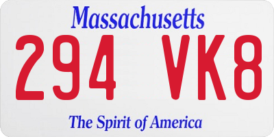 MA license plate 294VK8