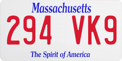 MA license plate 294VK9