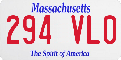 MA license plate 294VL0