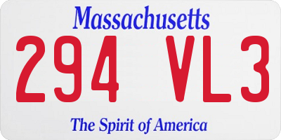MA license plate 294VL3