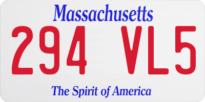 MA license plate 294VL5