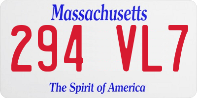 MA license plate 294VL7